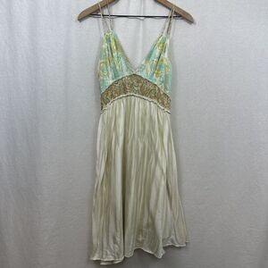 Language Los Angeles Babydoll Boho Festival Artsy Mini Dress Womens Sz S Y2K